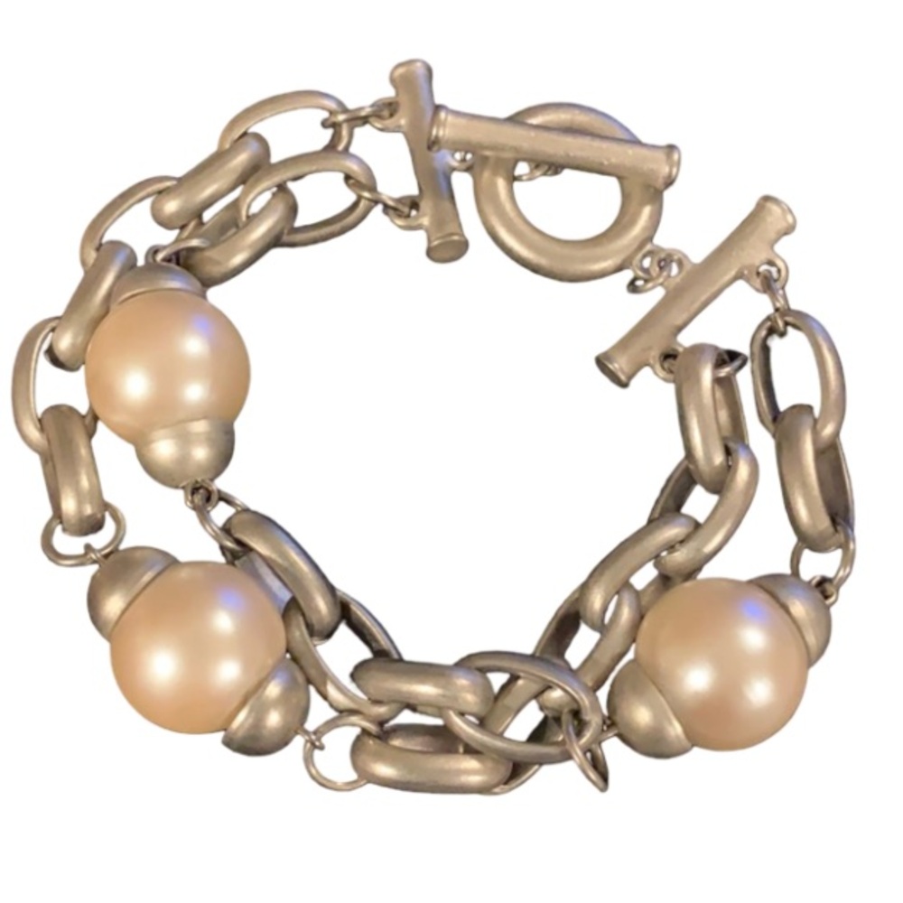 Vintage Givenchy Silver Plated Pearls & Chunky Ch… - image 5